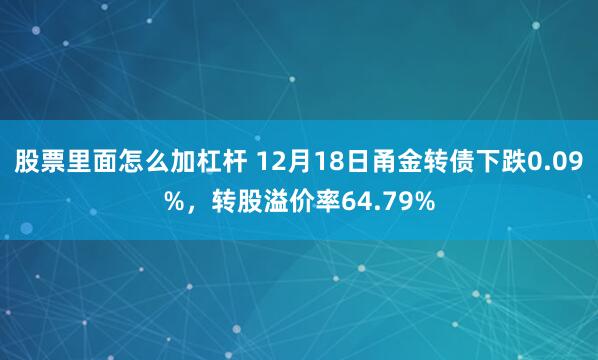 股票里面怎么加杠杆 12月18日甬金转债下跌0.09%，转股溢价率64.79%