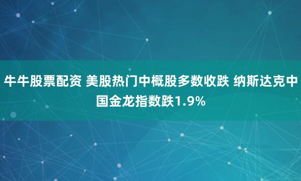 牛牛股票配资 美股热门中概股多数收跌 纳斯达克中国金龙指数跌1.9%